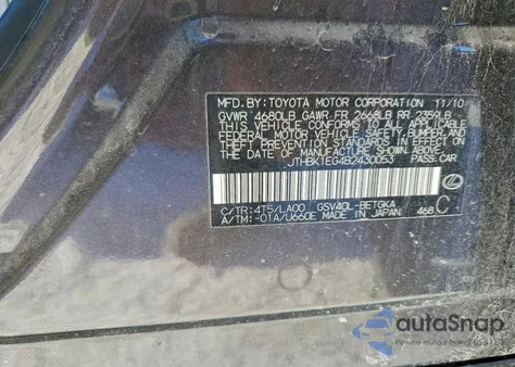 2011 Lexus Es 350 z USA, uszkodzony, nr VIN JTHBK1EG4B2430053